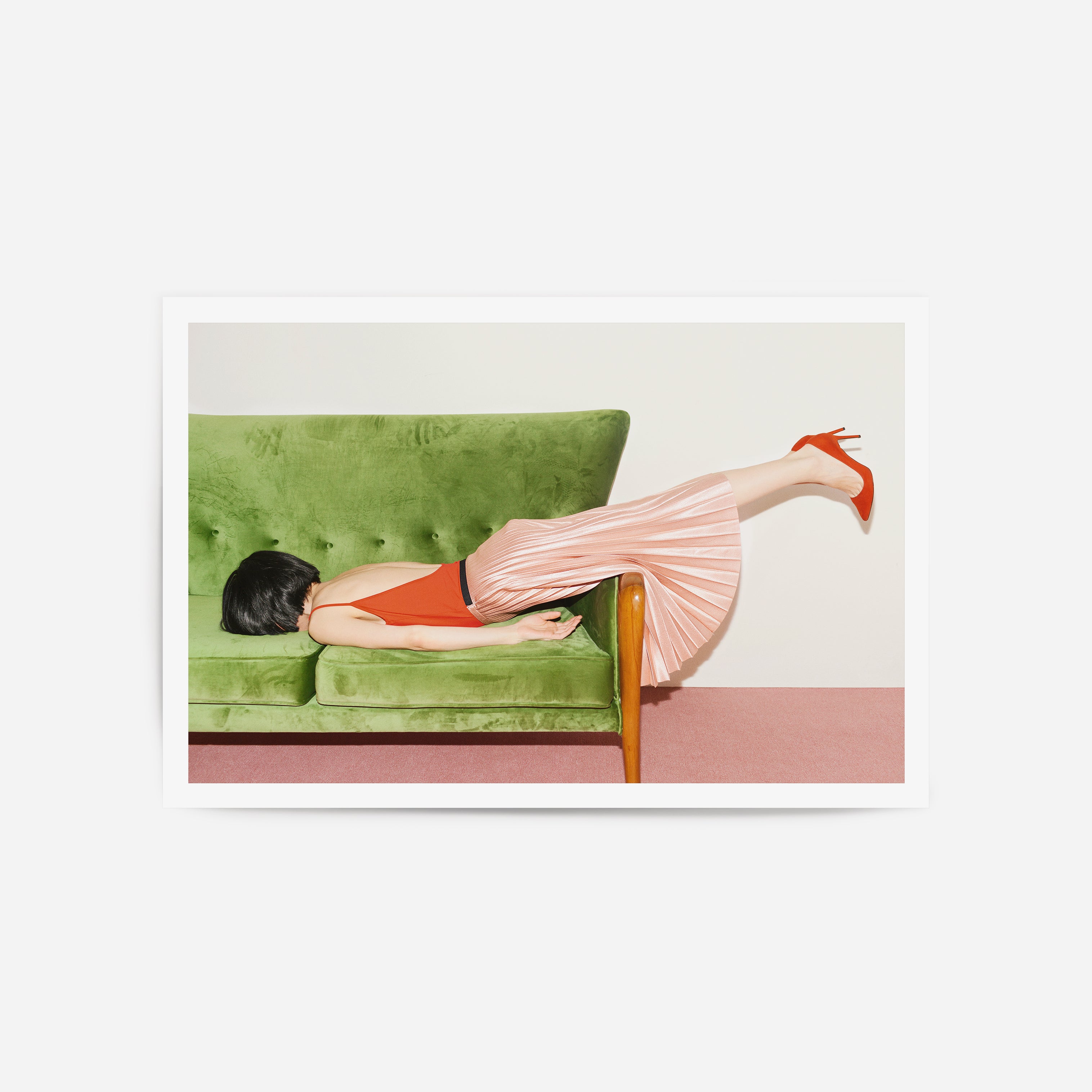 SOFA No1 large format fine art print, person reaching out behind sofa, 80x120cm giclée on Hahnemühle